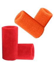 Munhequeira Toalha 15cm Pack 2 Pares Cores Vermelha e Laranja