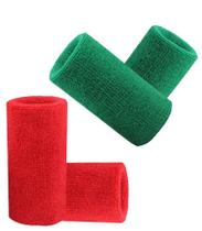 Munhequeira Toalha 15cm Pack 2 Pares Cores Vermelha e Verde - EB