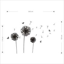 Mural Artístico Dente de Leão com Borboletas Adesivo Vinilico Residencial para Renovar Ambientes