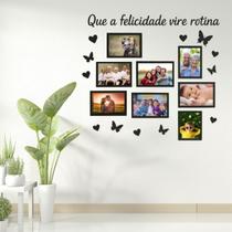 Mural de Fotos 10x15 MDF Preto com Frase e Borboletas 21 Peças com dupla face