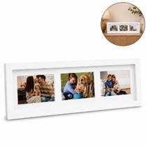 Mural de fotos moldura branca porta retrato 55x18cm painel decorativo 3 foto amigos familia amor quadro de parede estant Mural de fotos moldura branca porta retrato 55x18cm painel decorativo 3 foto amigos familia amor quadro de parede estant