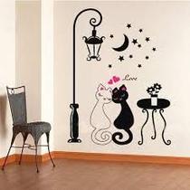 Mural Gatos Apaixonados Poste Antigo e Céu com Estrelas Adesivo Vinilico para Escritório Mural Gatos Apaixonados Poste Antigo e Céu com Estrelas Adesivo Vinilico para Escritório