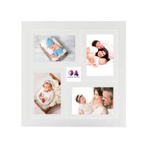 Mural Painel Multifotos Para 4 Fotos 10x15 A6 Moldura Dupla Branco