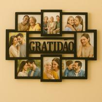 Mural Painel Quadro de Fotos Gratidão em MDF Preto para 8 Fotos 10x15 cm com Fita Dupla Face Decorativo Parede Universo Mural Painel Quadro de Fotos Gratidão em MDF Preto para 8 Fotos 10x15 cm com Fita Dupla Face Decorativo Parede Universo