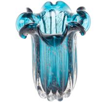 Murano Vaso de Vidro Flat Italy Azul Marinho e Rose Murano Vaso de Vidro Flat Italy Azul Marinho e Rose