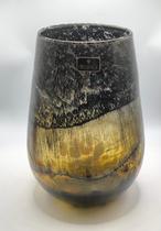 Murano vaso em vidro mesclado cor preta e dourada