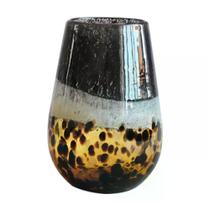Murano vaso em vidro mesclado D15xA21,5cm cor preta e dourada