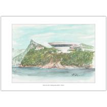Museu de Arte Contemporânea MAC Niterói Arte Aquarela para Quadro Decorativo A4