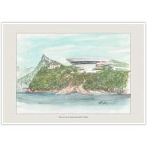 Museu de Arte Contemporânea MAC Niterói Arte Aquarela para Quadro Decorativo A4