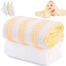 Muslin Baby Bath Towel Set, HardNok 2 Grande Gaze Super Macia Toalha de Banho de Bebê e 3 Toalhas de Banho, 6 Camadas Muslin Algodão Cobertor Infantil Adequado para Pele Delicada do Bebê (Amsicoção )