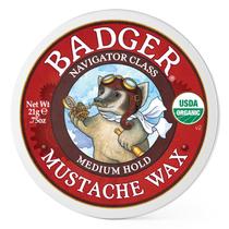Mustache Wax Badger, certificado orgânico de fixação média, 22 ml