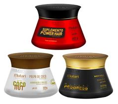 Mutari kit suplemento power hair + coconut + progress shine pro 300g