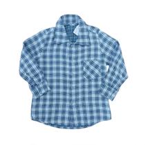 Muvile Camisa Xadrez Manga Longa Com Bolso Azul