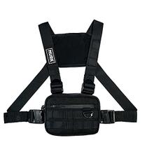 MVRK Water Resistant Chest Bag - Equipamento de peito tático leve para treinamento ao ar livre, pacote de peito de corrida para homens com armazenamento extra (preto)