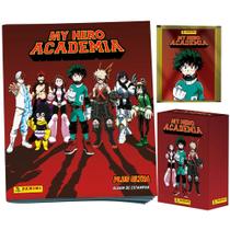 My Hero Academia Album + 24 Figurinhas + 6 Cards + Porta Cards Livro Ilustrado com Pôster