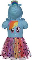 My Little Pony Vestido Infantil com Capuz Manga Curta Azul Tamanho 3T