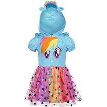 My Little Pony Vestido Infantil com Capuz Manga Curta Azul Tamanho 3T