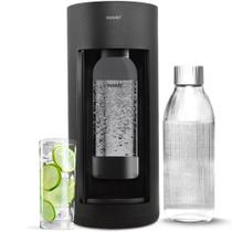 Mysoda Glassy Máquina de Refrigerante 1 L com Garrafas de Vidro e Plástico, Preto