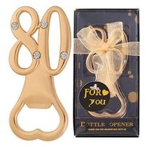 N&B 36 Pack Creative Bottle Openers para favores de festa de aniversário de 80 anos ou festa de aniversário de 80 anos presentes black e ouro festa de aniversário temática favorece souvenirs decoração para convidados (36, preto-80)