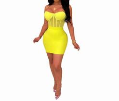 N-B0102-Conjunto Feminino Retrô Sexy Corset Neon Tubinho Festa Balada N-B0102-Conjunto Feminino Retrô Sexy Corset Neon Tubinho Festa Balada