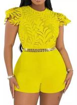 N-B0305-Macacão Festa Evento Luxo Brilho Macaquinho Renda A350