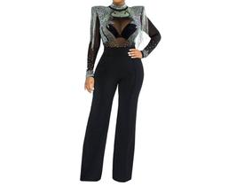 N-B0308-Macacão Feminino Longo Manga Bordado Pedraria Franja 572k