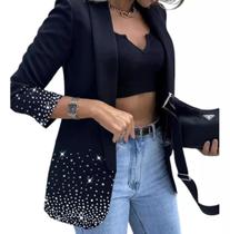 N-D0318-Blusa Casaco Blazer Bordado Pedraria Festa Feminino 557r