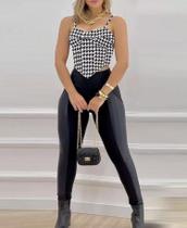 N-D0325-Conjunto Feminino Calça Couro Top Cropped Xadrez Balada N-D0325-Conjunto Feminino Calça Couro Top Cropped Xadrez Balada