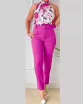 N-D0332-Conjunto Social Alfaiataria Regata Floral Calça M515
