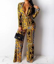 N-D0601-Macacão Feminino Festa Pantalona Estampado Manga Longa Chique Evento N-D0601-Macacão Feminino Festa Pantalona Estampado Manga Longa Chique Evento
