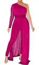 N-D2801-Macacão longo Um Ombro Só Rosa Pink Festa Evento Social Cinto Elegante Cauda N-D2801-Macacão longo Um Ombro Só Rosa Pink Festa Evento Social Cinto Elegante Cauda