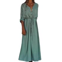 N-E0402-Saída Praia Camisão Feminino Longa Vestido Kimono Proteção solar Liso