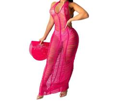 N-E0905-Vestido Crochê Colado Sexy Festa Balada Carnaval Tricô Saída Praia Justo