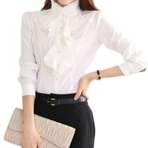 N-F0102-Blusa Camisa Feminina Babado Social Evangélica Elegante