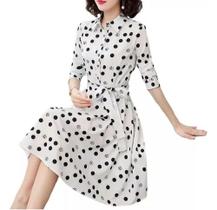 N-F0103/N-F0104-Vestido Feminino Laço Midi Rodado Godê Social Manga Longa