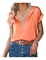 N-F4701-Camisa Blusa Social Feminina Elegante Bordada Gola V Ag246