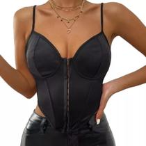 N-G0109- Top Cropped Corset Corpete Corselet Carnaval Balada K4
