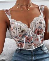 N-G0204- Top Cropped Renda Bordado Balada Carnaval Sexy N-G0204- Top Cropped Renda Bordado Balada Carnaval Sexy