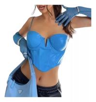 N-G1901-Blusa Top Cropped Festa Couro Corselet Corpete Balada 354p N-G1901-Blusa Top Cropped Festa Couro Corselet Corpete Balada 354p
