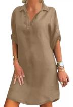 N-H0801- Camisa Camisão Blusão Básica Saída Praia Vestido Simples D2