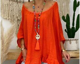N-H1901-Blusa Casual Comfy Camisão Manga Leve Confortável Solta Soltinha Leve Confortável Babado 5AG0402 N-H1901-Blusa Casual Comfy Camisão Manga Leve Confortável Solta Soltinha Leve Confortável Babado 5AG0402