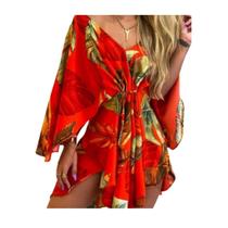 N-I0103-Camisão Blusão Vestido Saída Praia Print Animal Onça P.size