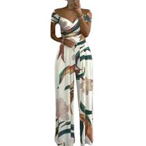 N-I0308-Macacão Festa Luxo Estampado Moderno Ombro a Ombro Solto Leve Confortável 5JL3111