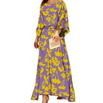 N-I0501-Conjunto Festa Luxo Estampado Moderno Solto Floral Flores Fluídez Gestante Soltinho Moda Leve 5JL3112