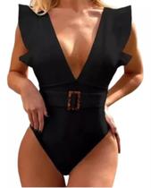 N-J1301-Biquíni Bikini Maiô Bojo Babado Cavado Cinto Luxo Sexy R39