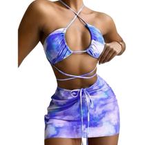 N-J1901-Bikini Biquini Feminino Estampado Dias de Sol Conjunto Praia Verão Resort Cruzeiro Moda Moderno 5AG0211