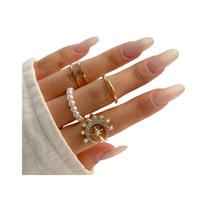 N-L0221-Anel Bijuteria Festa Luxo Lua Pérola Sol Falanges Pedras A86 N-L0221-Anel Bijuteria Festa Luxo Lua Pérola Sol Falanges Pedras A86