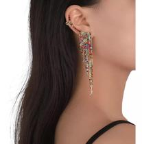 N-L0302-Brinco Bijuteria Festa Luxo Strass Carnaval Longo F22219 - Xumi