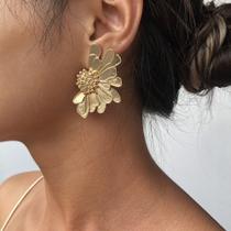 N-L0319-Brinco Feminino Leque Meia Flor Dourado Verde Festa Carnaval Natal Réveillon Festivais De Música N-L0319-Brinco Feminino Leque Meia Flor Dourado Verde Festa Carnaval Natal Réveillon Festivais De Música