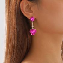 N-L0329-Brinco Feminino Coração Strass Zirconia Rosa Pink Festa Noiva Formatura Namorada Debutante Presente Brilho N-L0329-Brinco Feminino Coração Strass Zirconia Rosa Pink Festa Noiva Formatura Namorada Debutante Presente Brilho